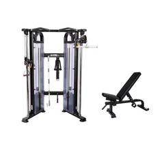 Cable Crossover w/ Bench Dual Pulley 170lb Stacks Black Set