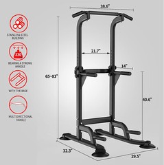 Power Tower Adjustable Height Pull Up & Dip Station Multi-Function Home Strength