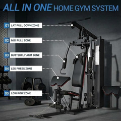 Versatile Home Gym – 150LB Weight Stack, Pulley System & Leg Press
