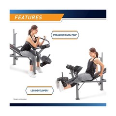 Marcy Standard Weight Bench Incline with Leg Developer and Butterfly Arms, Mu…