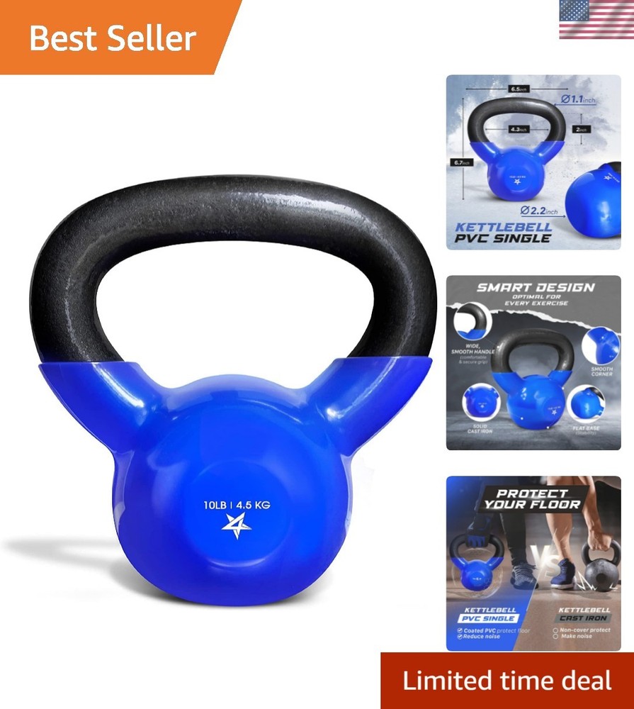 Durable 10 LB Cast Iron Kettlebell with Smooth Handle for Full Body Workouts