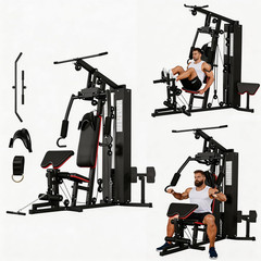 Compact Multifunctional Home Gym with 150LB Weight Stack for Full Body Workout