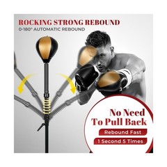57-75IN Punching Bag Reflex Ball Speed Bag Free Standing Boxing Bag with Adju…