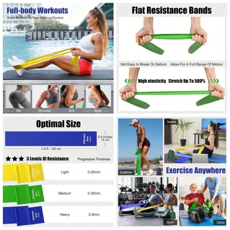 Flat Resistance Bands 5.9ft – Latex Elastic Workout Bands For Pilates, Yoga, …