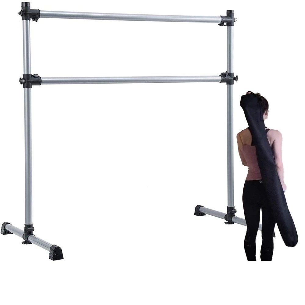 UMEKEN Wood/Aluminum/Steel Ballet Barre 4 Foot Portable Barre Bar Home Adjust…