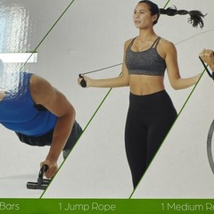 GAIAM Home Gym Kit, Includes Jump Rope, Push-Up Bars, Ab Wheel, Resistance Tube