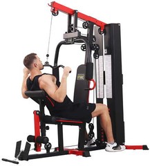 Multifunctional Full Home Gym System Workout Station with 122.5 Lbs Weight Stack