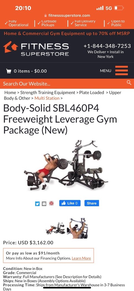 Body Solid Leverage Gym still in boxes. Also is 260 lbs Rogue Bumper Plate set.