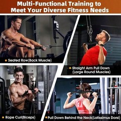 LAT Pulldown Bar & D Handle Attachment For Cable Machine Tricep Back Arm Workout