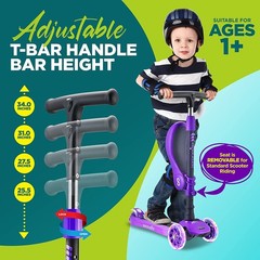 SereneLife SLKS33 3-Wheel Kids Scooter W/Seat Violet
