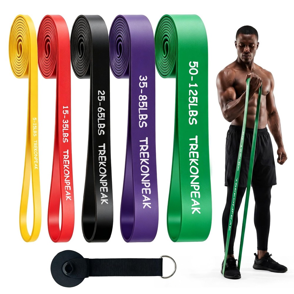 TREKONPEAK Resistance Bands for Working Out, Yellow+Red+Black+Purple+Green