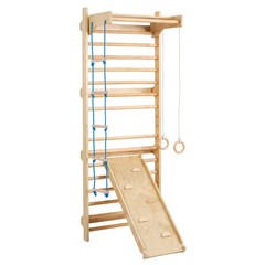 Uimoso Swedish Ladder Wall Gym 5 in 1 Wooden Indoor Playground Climbing Toys