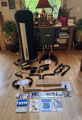 TOTAL GYM FIT W/XL SQUAT STAND, LOTS OF ATTACHMENTS, CARD DECK, WALL CHART, DVDS