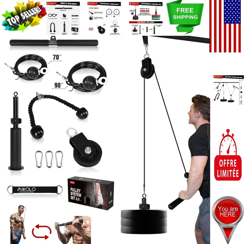 Silent LAT & Lift Pulley Machine – Portable, Heavy-Duty, Adjustable Up to 280 lb