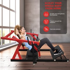 Hip Thrust Machine for Glutes, Adjustable Butt Workout w/ Weight Holder, Red