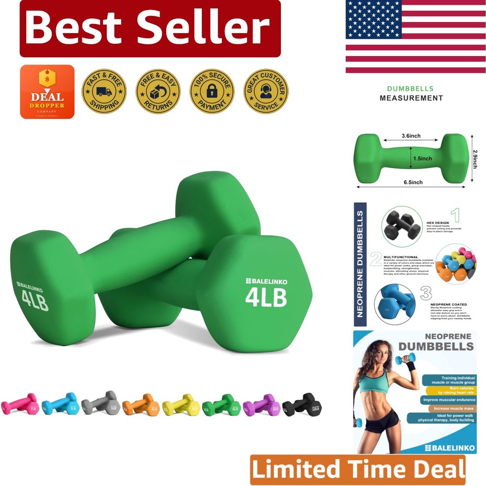 Versatile 4 lb Hexagonal Neoprene Dumbbell Pair for All Ages & Fitness Levels
