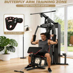 Compact Multifunctional Home Gym with 150LB Weight Stack for Full Body Workout