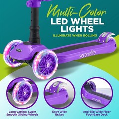 SereneLife SLKS33 3-Wheel Kids Scooter W/Seat Violet