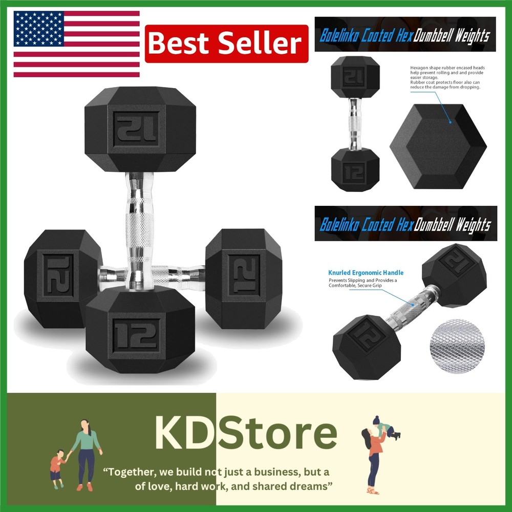Black Hex 12 LB Dumbbell Pair | Perfect for Weight Loss & Strength Building