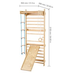 Uimoso Swedish Ladder Wall Gym 5 in 1 Wooden Indoor Playground Climbing Toys