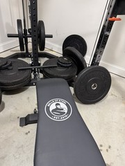 Bells of Steel & Rogue Adjustable Steel Home Gym Power Rack Bench Barbell Plates