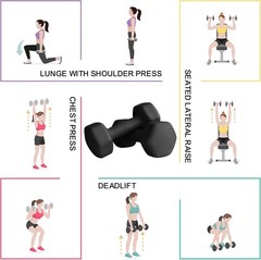 Home Gym Dumbbell Set Cast Iron Neoprene 3lb Non-Slip Grip Yoga Pilates