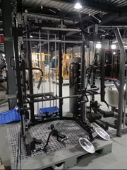 Multi-Station Adjustable Gym Smith Machine Lat Pulldown Black/Silver
