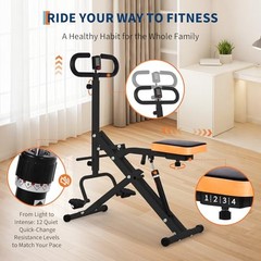 Squat & Rowing Machine – 12-Level Resistance Home Gym Equipment for Black