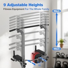 Power Tower Pull Up Bar Station Workout Dip Station for Home Gym Silver