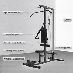 Lat Pull Down Machine System Workout Equipment with Seat Knee Support Home Gym