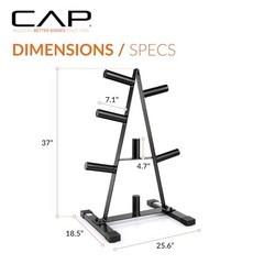 CAP 2-Inch Olympic Plate Tree Rack for Home Gym, Heavy-Duty A-Frame 7 Posts