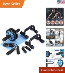 5-in-1 AB Wheel Roller Kit: Home Gym Essentials for Core Strength & Stability