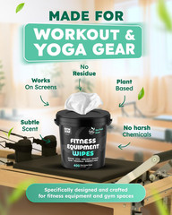Gym & Yoga Mat Cleaner Wipes, Plant Based – 500 Gym Equipment Wipes to Clean Exe