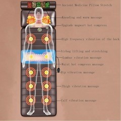 Full Body Heated Massage Mat with 10 Vibration Nodes & Remote – Brown