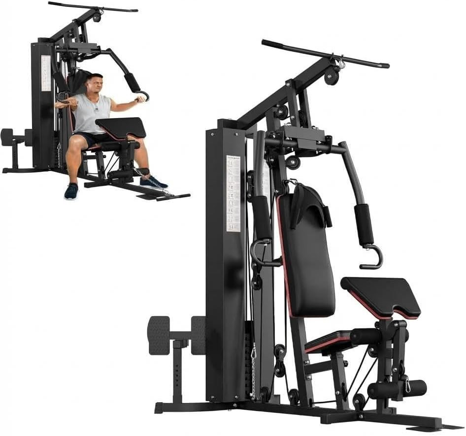 Versatile Home Gym – 150LB Weight Stack, Pulley System & Leg Press