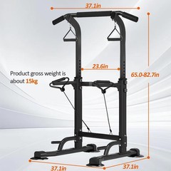 Power Tower Pull Up Dip Station Adjustable Height Multifunctional Home Streng…