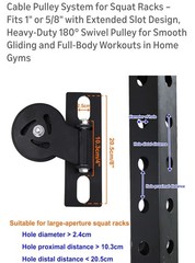 Cable Pulley System for Squat Racks – Fits 1″ or 5/8″ with Extended Slot Design