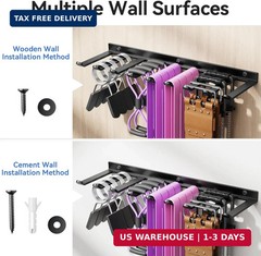 Wall Mounted Home Gym Equipment Storage Rack for Resistance Bands, Cable Attachm