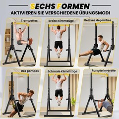 Folding Power Tower Dip Station Pull Up Bar Freestanding Height Adjustable M…