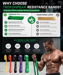 TREKONPEAK Resistance Bands for Working Out, Yellow+Red+Black+Purple+Green