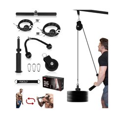 Mikolo Fitness LAT and Lift Pulley System, Dual Cable Machine(7… USA FAST SHIP