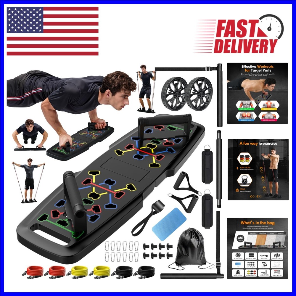 Comprehensive Home Gym Push Up Board with 20 Accessories & 600 lb Capacity