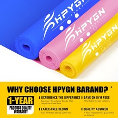 HPYGN Resistance Bands, Exercise Physical 4.9ft, 1-Yellow/Pink/Blue
