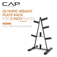CAP 2-Inch Olympic Plate Tree Rack for Home Gym, Heavy-Duty A-Frame 7 Posts
