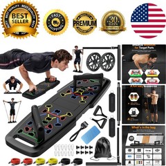 Versatile Push Up Board with Resistance Bands & Ab Roller for Home Fitness