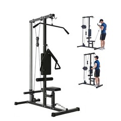 Multifunctional Home Gym Equipment Workout Station with Pulley System Black