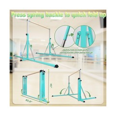 Gymnastics Bar, 5’10” Base length 45″ to 71″ Adjustable Horizontal Bar for