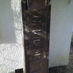 Vintage Metal Storage Locker Cabinets 10 Compartment School Gym Black Plz Read