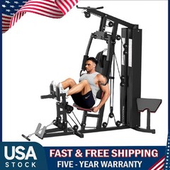 Workout Station Multifunctional Full Body Exercise Workout w/ Pulley System Home