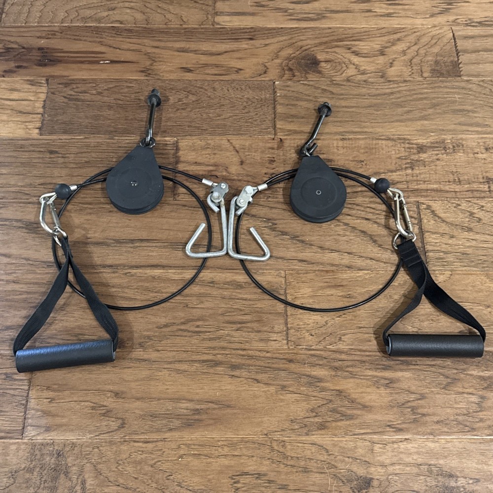 Bowflex Power Pro 43″ Rod Cables w/ Handles Pulleys Hooks Stops FREE SHIPPING